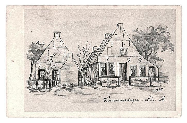 974721 Nes op Ameland Visserswoningen  TL 1947 1951 Gelopen, Verzamelen, Ansichtkaarten | Nederland, Gelopen, Waddeneilanden, 1940 tot 1960