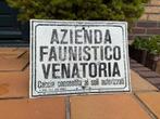 Blikken bord azienda faunistico venatoria jacht wilde dieren, Ophalen of Verzenden