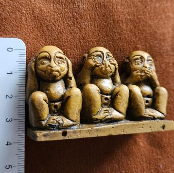 Beeldje horen, zien & zwijgen, 4 x 6 cm, oude vintage, gaaf! beschikbaar voor biedingen