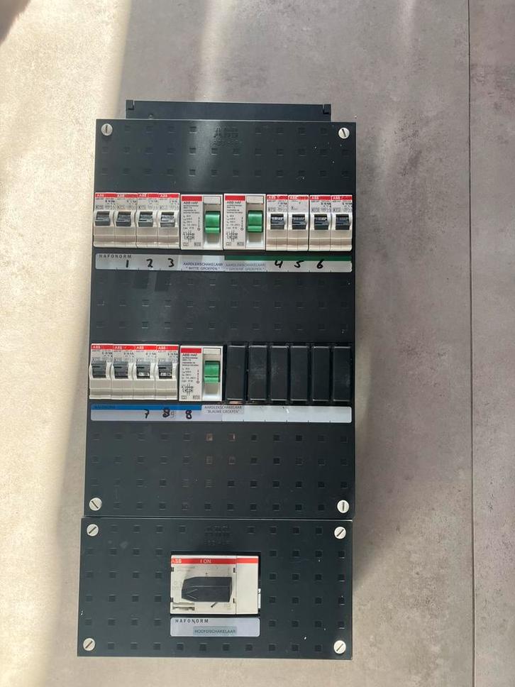 Abb 3 fase meterkast met 12 groepen, complete groepenkast, Doe-het-zelf en Verbouw, Elektra en Kabels, Zo goed als nieuw, Overige typen