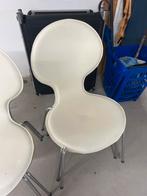Vier witte eetkamerstoelen, Gebruikt, Wit, Ophalen of Verzenden, Vier