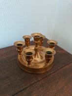 Bijzondere messing kleine kandelaar voor 7 kaarsen, Ophalen of Verzenden, Koper of Brons