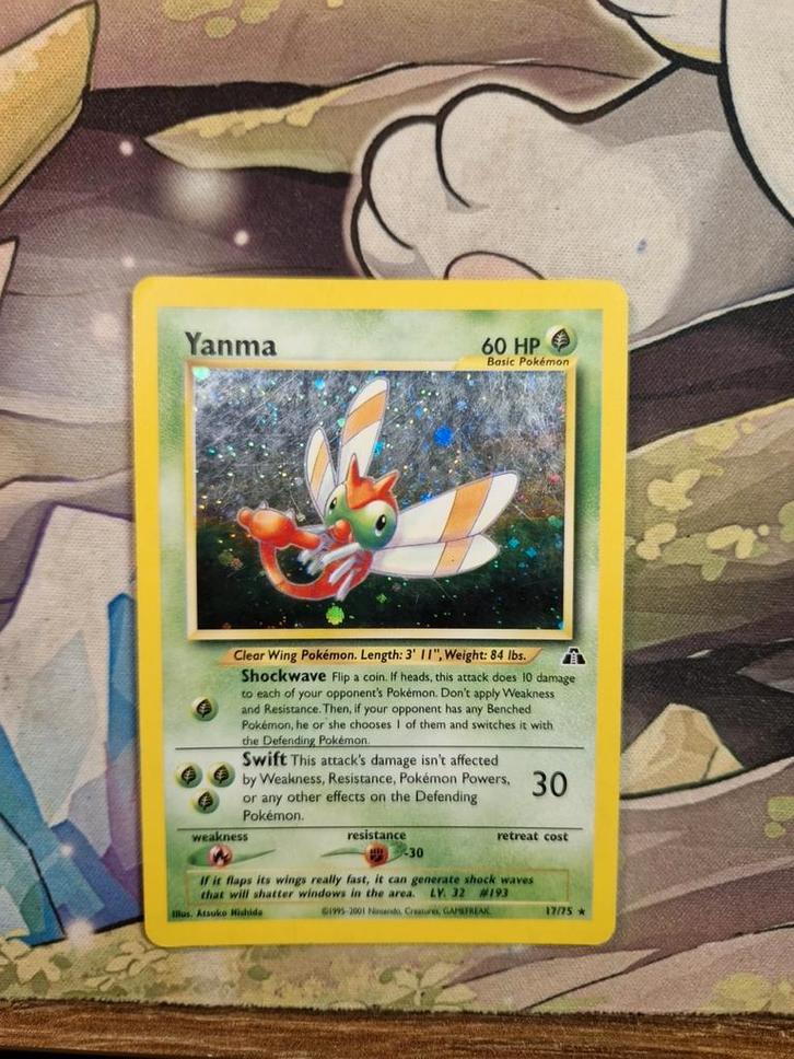 Yanma Holo 17/75 Neo Discovery 2001 Wotc, Hobby en Vrije tijd, Verzamelkaartspellen | Pokémon, Gebruikt, Losse kaart, Foil, Ophalen of Verzenden