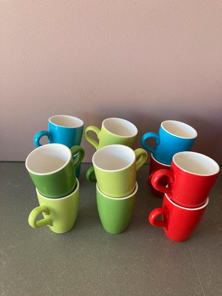 Kleurrijke Espresso koffie thee Kopjes Set (hema 21 stuks), Huis en Inrichting, Keuken | Servies, Gebruikt, Kop(pen) en/of Schotel(s)
