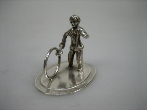 Zilver Miniatuur Kind met Hoepel uit ca.1981 van J. Weeda, Antiek en Kunst, Antiek | Goud en Zilver, Zilver, Verzenden