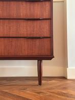 Vintage ladekast teak hout jaren 50/60 Deens Scandinavisch, Ophalen, Gebruikt, Teakhout, 50 tot 100 cm