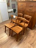 Set van 4 teak eetkamerstoelen, Huis en Inrichting, Stoelen, Gebruikt, Bruin, Vier, Hout