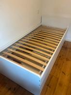 SLÄKT Bedframe met onderbed en opberger, wit, 90x200 cm, Ophalen, Gebruikt, 90 cm, Eenpersoons