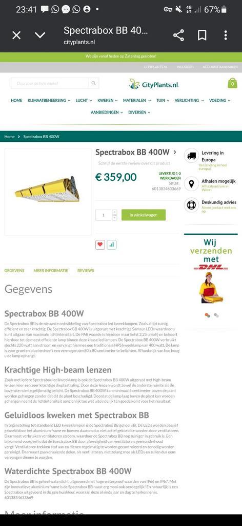 tent+spectrabox 400bb en meer, Tuin en Terras, Kweekspullen, Kweektent, Ophalen