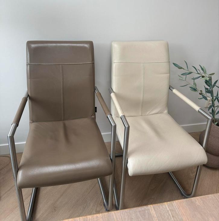 Set van 6 leren eetkamerstoelen, Huis en Inrichting, Stoelen, Vijf, Zes of meer stoelen, Ophalen