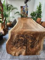 SUAR ROBUUSTE BOOMSTAM TAFEL BOOG TAFEL  LENGTES TOT 5 METER, Eikenhout, Ophalen of Verzenden, Vijf personen of meer, Rechthoekig