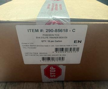Pokémon Paldean Fates Elite Trainer Box Sealed Case beschikbaar voor biedingen