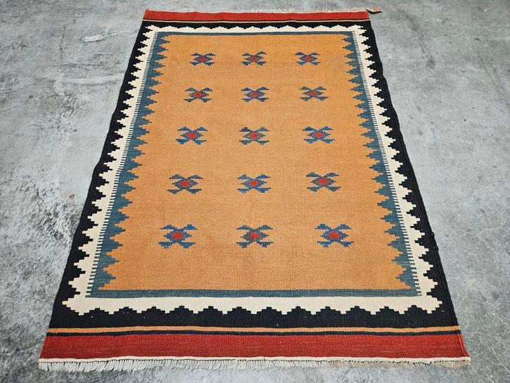 Handgeknoopt oosters wol Kelim tapijt Shiraz 128x189cm, Huis en Inrichting, Stoffering | Tapijten en Kleden, Gebruikt, 100 tot 150 cm