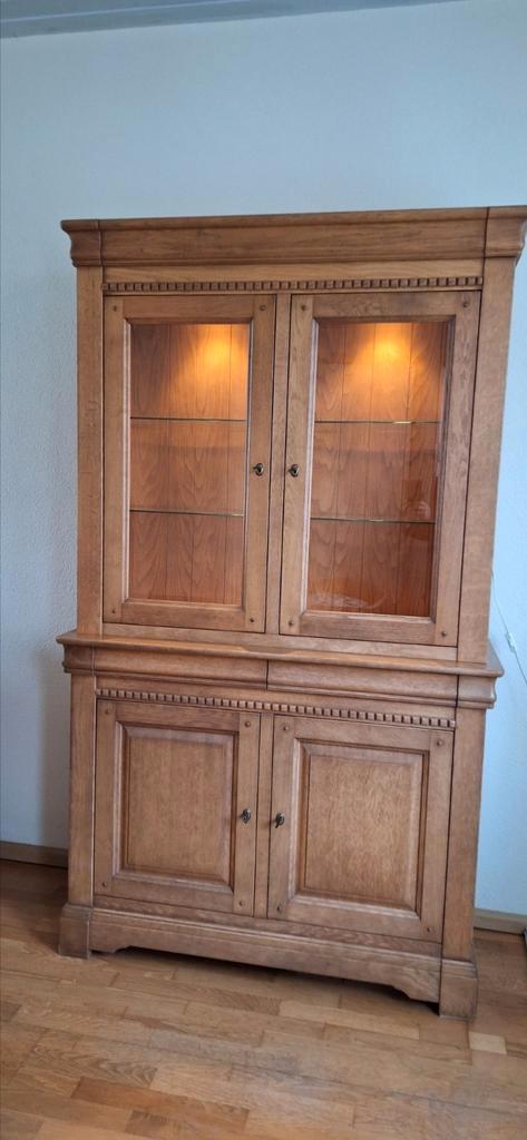Buffet-/vitrinekast blank eiken, Huis en Inrichting, Kasten | Dressoirs, Gebruikt, 100 tot 150 cm, 25 tot 50 cm, Ophalen