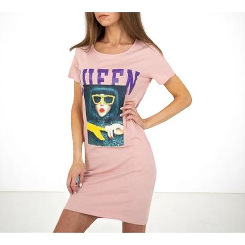 Shirt jurk Queen roze S, Kleding | Dames, Jurken, Nieuw, Maat 36 (S), Roze, Boven de knie, Ophalen of Verzenden