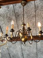 Antieke kroonluchter van koper, Huis en Inrichting, Lampen | Kroonluchters, Ophalen, Zo goed als nieuw