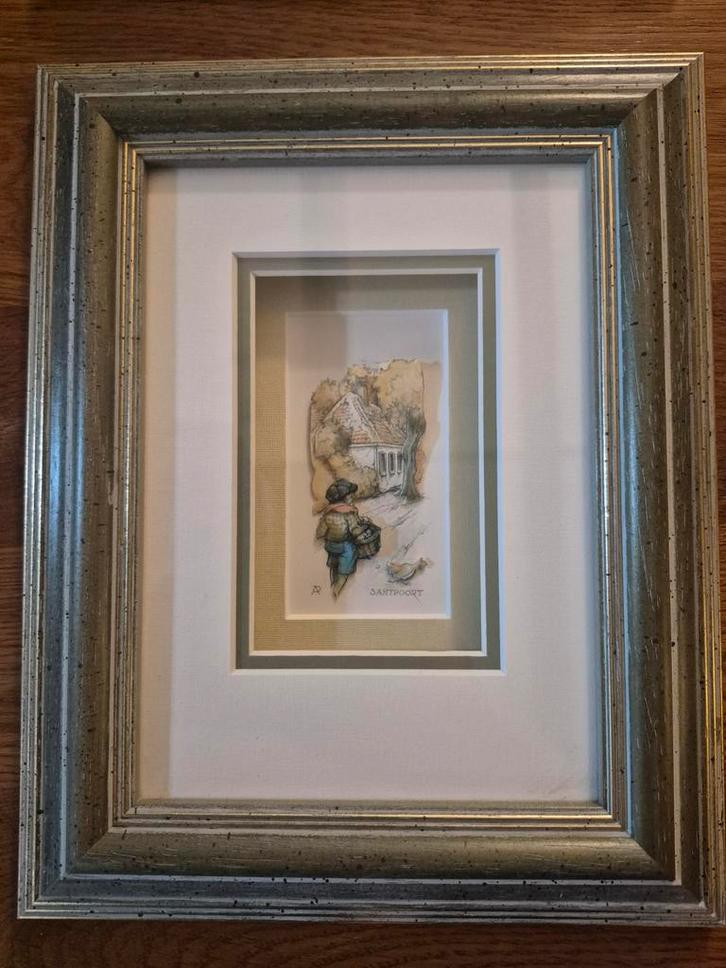 2x 3D Schilderijtjes Ingelijst, Antiek en Kunst, Kunst | Tekeningen en Foto's, Ophalen of Verzenden