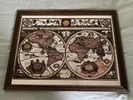 Spiegel twee wereld helften vintage 1950 Atlas Map of the Wo, Ophalen of Verzenden, Rechthoekig, 50 tot 75 cm, Minder dan 100 cm