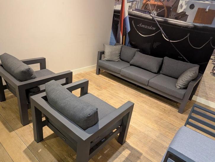 Luca stoel-bank loungeset, Tuin en Terras, Tuinsets en Loungesets, Zo goed als nieuw, Loungeset, Aluminium, 5 zitplaatsen, Bank