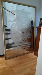 Aparte spiegel met gegraveerde afbeelding, Huis en Inrichting, Woonaccessoires | Spiegels, 75 tot 100 cm, 100 tot 150 cm, Rechthoekig