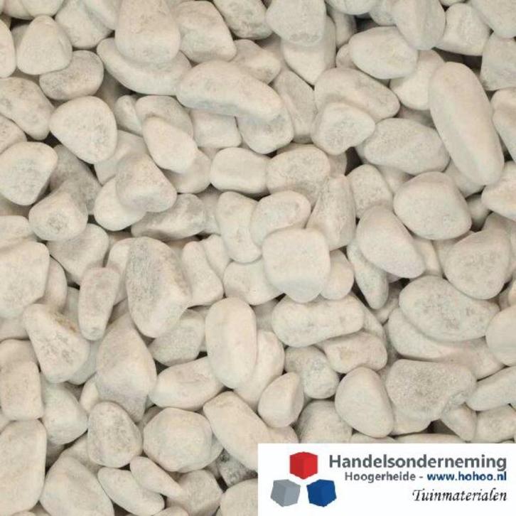 Carrara grind afgeronde witte stijlvolle siergrind deco tuin, Tuin en Terras, Grind, Keien en Split, Nieuw, Grind, Wit, Overige materialen