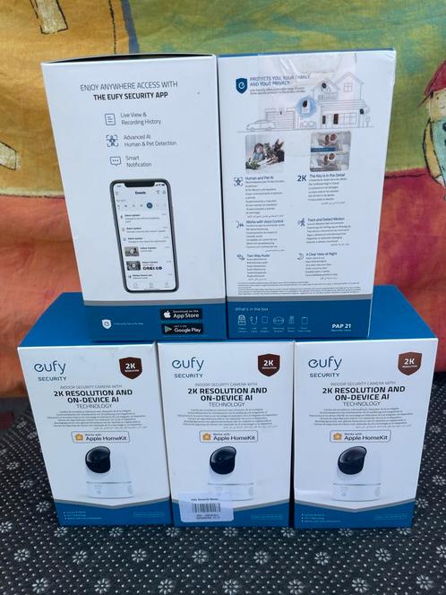 eufy Security 2K Indoor Cam Pan & Tilt - 5 stuks, Audio, Tv en Foto, Videobewaking, Nieuw, Binnencamera, Ophalen of Verzenden