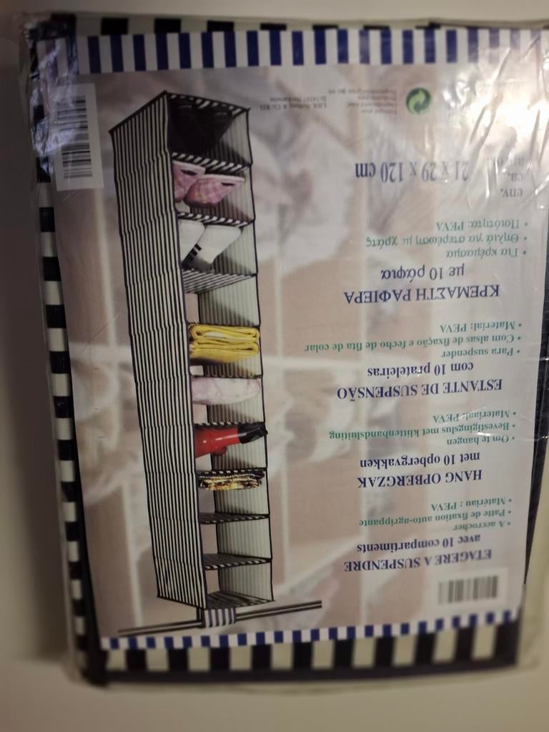 TK HANG OPBERGZAK 10VAKS KLEUR BEIGE BLAUW GESTREEPT., Minder dan 50 cm, 100 tot 150 cm, Nieuw, Ophalen of Verzenden