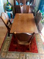 Mooie eikenhouten tafel met stoelen met leeuwenkoppen, Ophalen, Gebruikt, Klassiek, Eikenhout