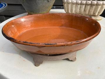 Brocante geglazuurde Franse ovenschaal 35 cm beschikbaar voor biedingen