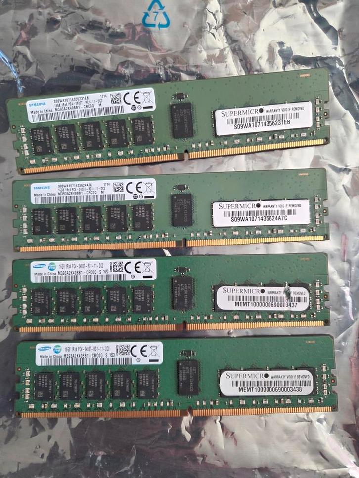 4x Samsung 16GB DDR4 2400T RDIMM Werkgeheugen, Computers en Software, RAM geheugen, Zo goed als nieuw, Desktop, 16 GB, DDR4, Ophalen of Verzenden