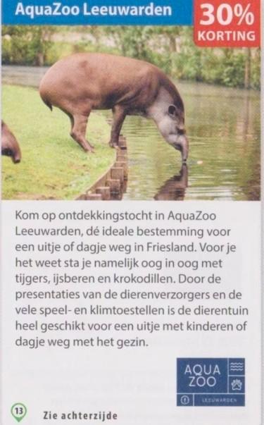 AquaZoo Leeuwarden kortingsbon, Tickets en Kaartjes, Recreatie | Dierentuinen, Drie personen of meer, Kortingskaart