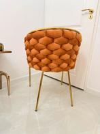 Luxe Kuipstoel - Roest Oranje Fluweel & Goud Frame, Huis en Inrichting, Stoelen, Ophalen, Overige kleuren, Zo goed als nieuw, Metaal