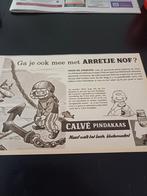 Advertentie Calve pindakaas Arretje Nof zwijgzee 1958, Ophalen of Verzenden, Zo goed als nieuw, Overige typen