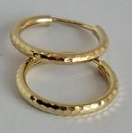 Gouden oorringen 14 karaat gouden creolen 16mm gediamanteerd, Sieraden, Tassen en Uiterlijk, Oorbellen, Ophalen of Verzenden, Goud