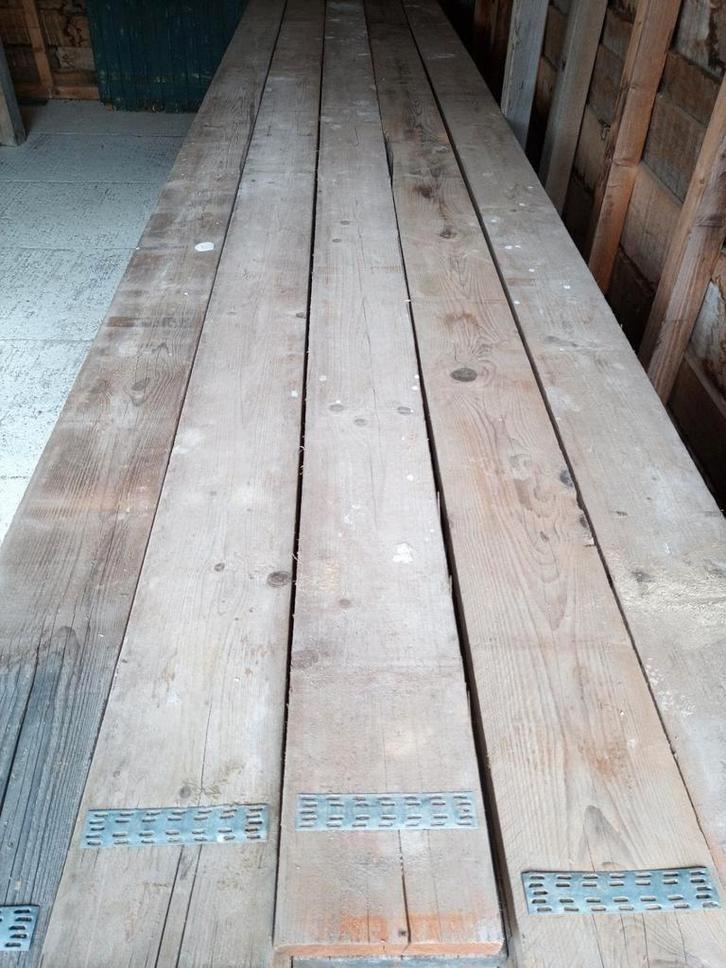 Mooie droge gebruikte steigerplanken, ook opmaat of geleverd, Doe-het-zelf en Verbouw, Hout en Planken, Zo goed als nieuw, Plank