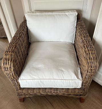 Fauteuil riviera maison kussen wit riet rotan bamboe naturel beschikbaar voor biedingen