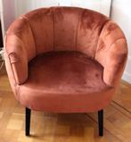 Bruine velvet stoel, fauteuil, zit heerlijk z.g.a.n., 75 tot 100 cm, Stof, 75 tot 100 cm, Zo goed als nieuw