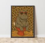 Nijlpaard op WC - Ingelijste Poster 21x30 cm, Notk, Notk, Nieuw, Ophalen of Verzenden