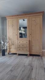 Romantische brocante 3 deurs kledingkast hout demontabel, 150 tot 200 cm, Ophalen of Verzenden, Met lade(s), 50 tot 75 cm
