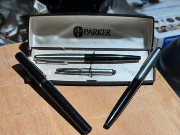 Drie vulpennen ( parker 45 / osmoroid / osmia ) in doosje beschikbaar voor biedingen