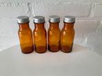 4 oude mini flesjes met dop, amberkleurig, uit Frankrijk, Ophalen of Verzenden, Overige typen