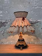 Vintage lampenkap met crème kant en fluwelen strik, Ophalen, Gebruikt, 25 tot 50 cm, Rond