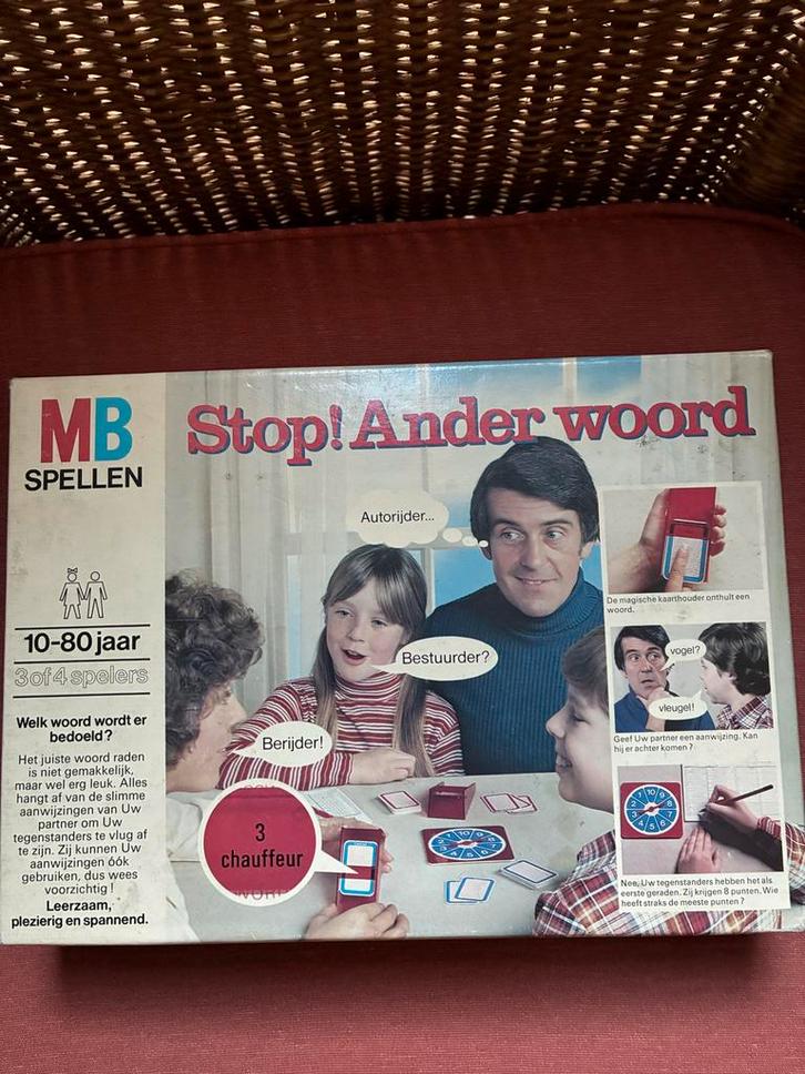 MB Stop! Ander Woord - Gezelschapsspel, Hobby en Vrije tijd, Gezelschapsspellen | Bordspellen, Gebruikt, Drie of vier spelers