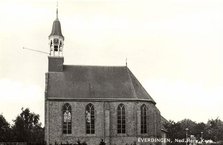 Everdingen, Ned. Herv. Kerk - fiets auto - ongelopen, Verzamelen, Ansichtkaarten | Nederland, Ongelopen, Noord-Brabant, Voor 1920