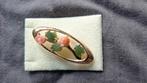Koraal broche (tulpjes) Jade in verguld rodium, Ophalen of Verzenden, Zo goed als nieuw, Goud, Overige materialen