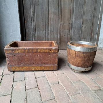 Brocante oude houten kaasmal rond of rechthoekig *Etage3* beschikbaar voor biedingen
