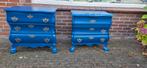 Blauwe buikkastjes met gouden details, Huis en Inrichting, Kasten | Ladekasten, Ophalen, Gebruikt, 100 tot 150 cm, 50 tot 100 cm