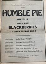 Paginagrote A3 advertentie HUMBLE PIE tour BLACKBERRIES, Cd's en Dvd's, Vinyl | Rock, Ophalen of Verzenden