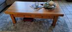 Eiken salontafel met 2 lades, Ophalen, 100 tot 150 cm, 50 tot 100 cm, Zo goed als nieuw