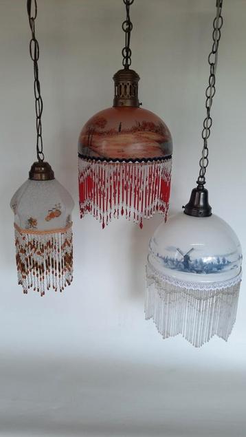 Vintage glas kralen lampen, lees de beschrijving.  beschikbaar voor biedingen